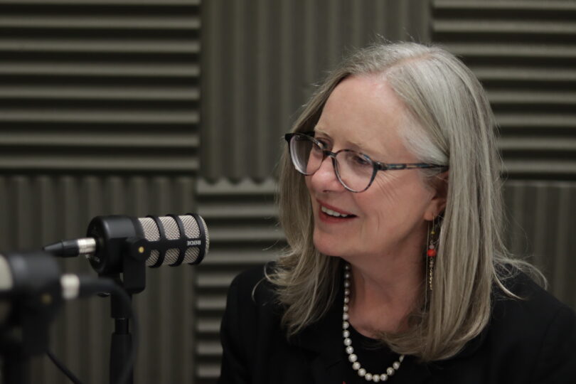 Judge Marie Baker recording the Family Law Podcast Series